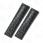 Custom handmade black alligator replacement leather watchbands for Carl F Bucherer straps