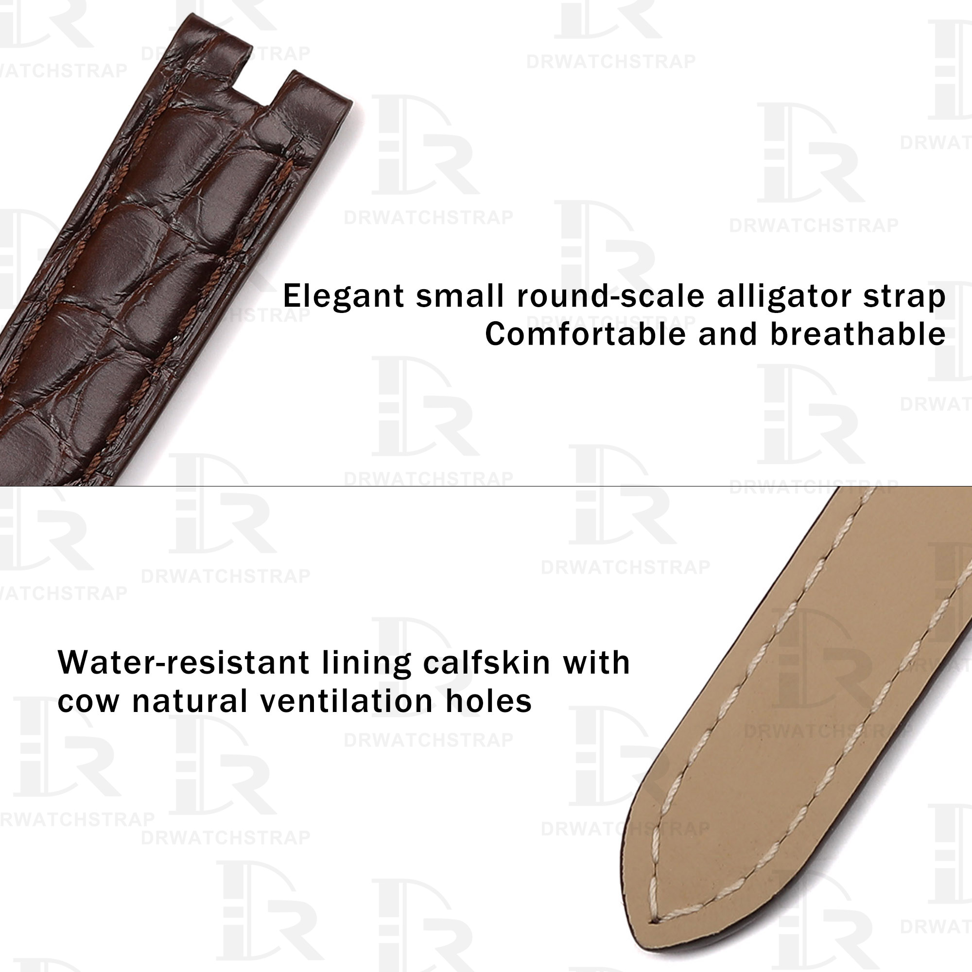 Custom Cartier vendome Must De Round scale American Alligator Dark Brown leather watch strap 14mm 16mm replacement watch band (3)