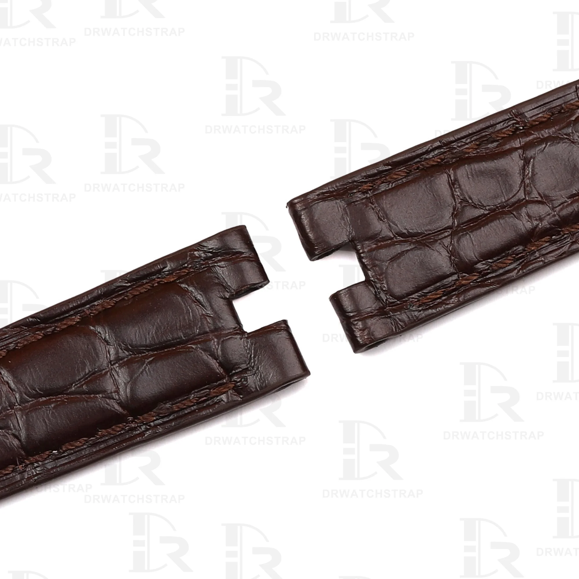 Custom Cartier vendome Must De vintage Round scale Alligator Dark Brown leather watch strap 14mm 16mm replacement watch band