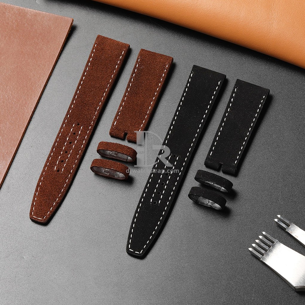 Custom Black Brown Suede leather watch strap replacement for TUDOR Brown Bay P01 20mm (1)