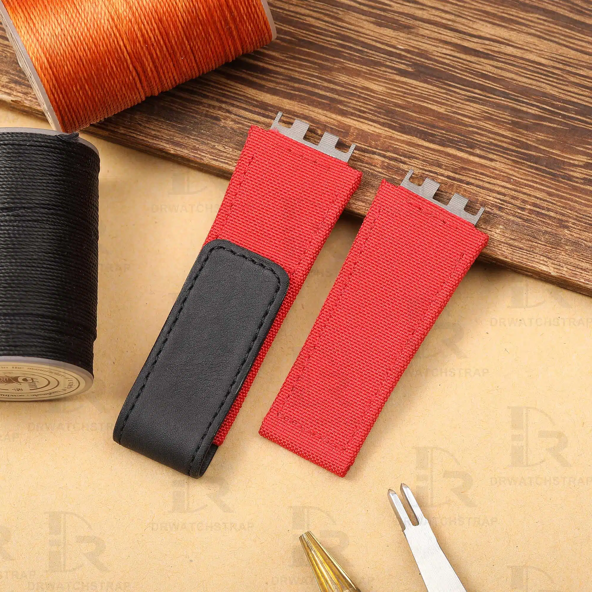 Buy Custom Hublot Big Bang-E 440 Red canvas Velcro straps Handmade watch strap (2)