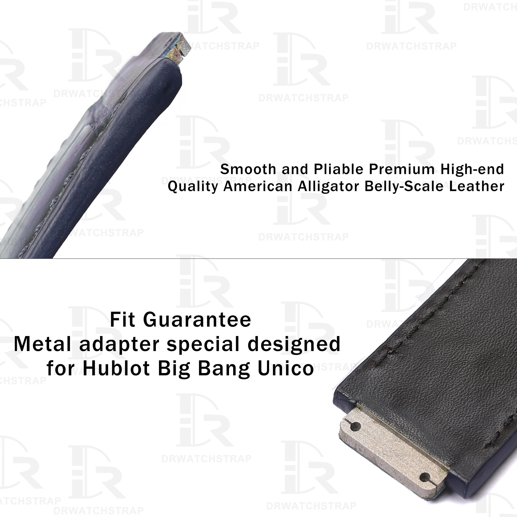 Buy Custom Hublot big bang unico strap Dark Blue leather quick release watchband one click straps (3)