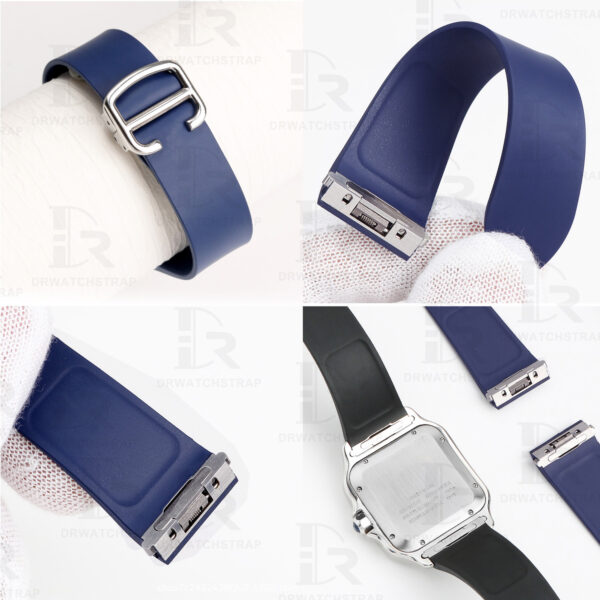 Buy Fluoro-Elastomer (FKM) Cartier Santos rubber straps 21mm Blue watchbands Replacement watch band (3)