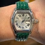 Curved End custom Alligator green leather watch band for Audemars Piguet Millenary strap