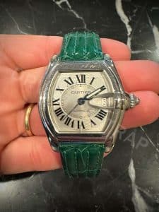 Cartier Roadster green alligator leather strap replacement watch band for sale (3)