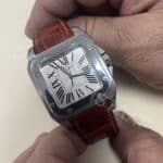 Custom Orange Epsom Leather watch strap for Cartier Santos Large 40mm and Medium 35mm