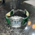 Custom blue alligator leather strap for Cartier Santos