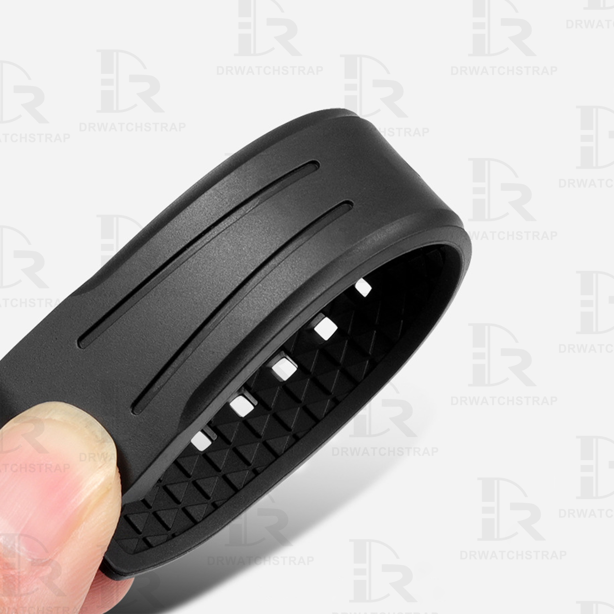 Replacement Silicone Rolex Black rubber Curved End Link watch band toughness double 18mm 20mm 21mm 22mm 24mm waterproof for men women watch straps (2)