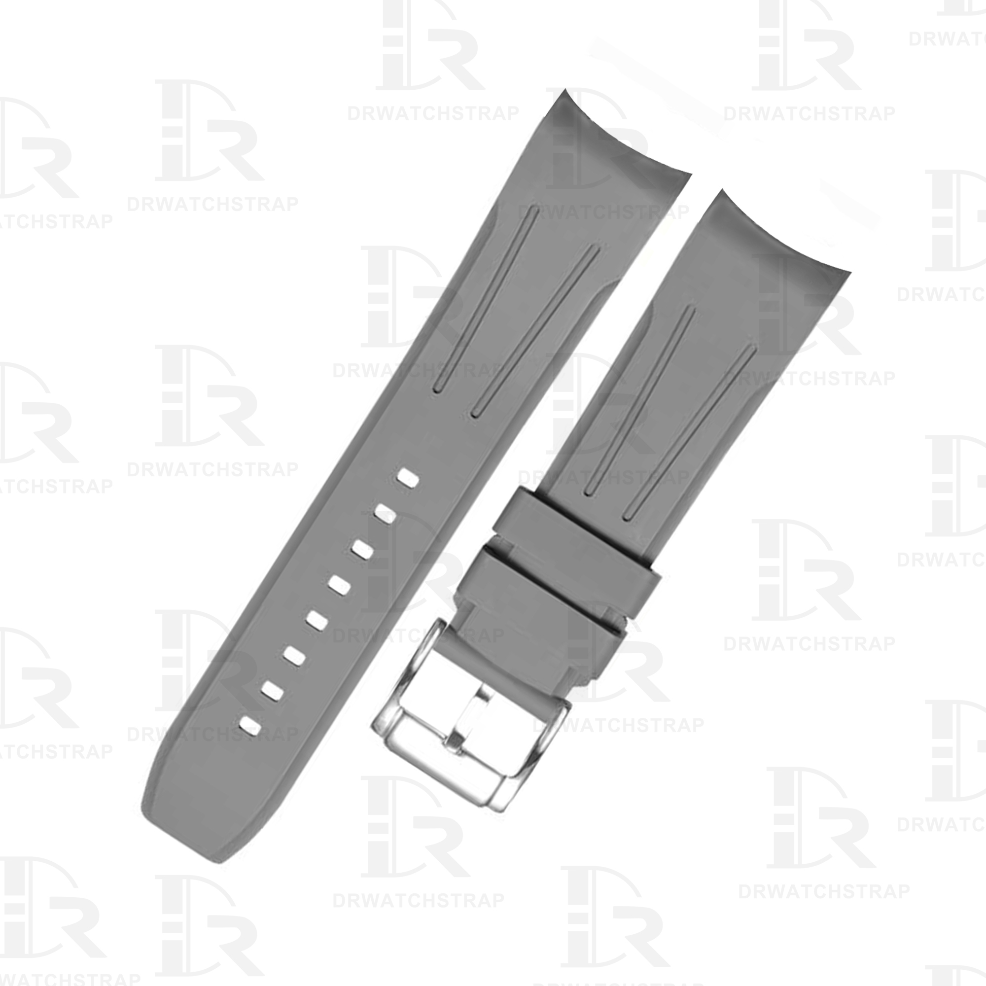 Replacement Silicone Rolex Grey rubber Curved End Link watch band toughness double 18mm 20mm 21mm 22mm 24mm waterproof for men women watch strap