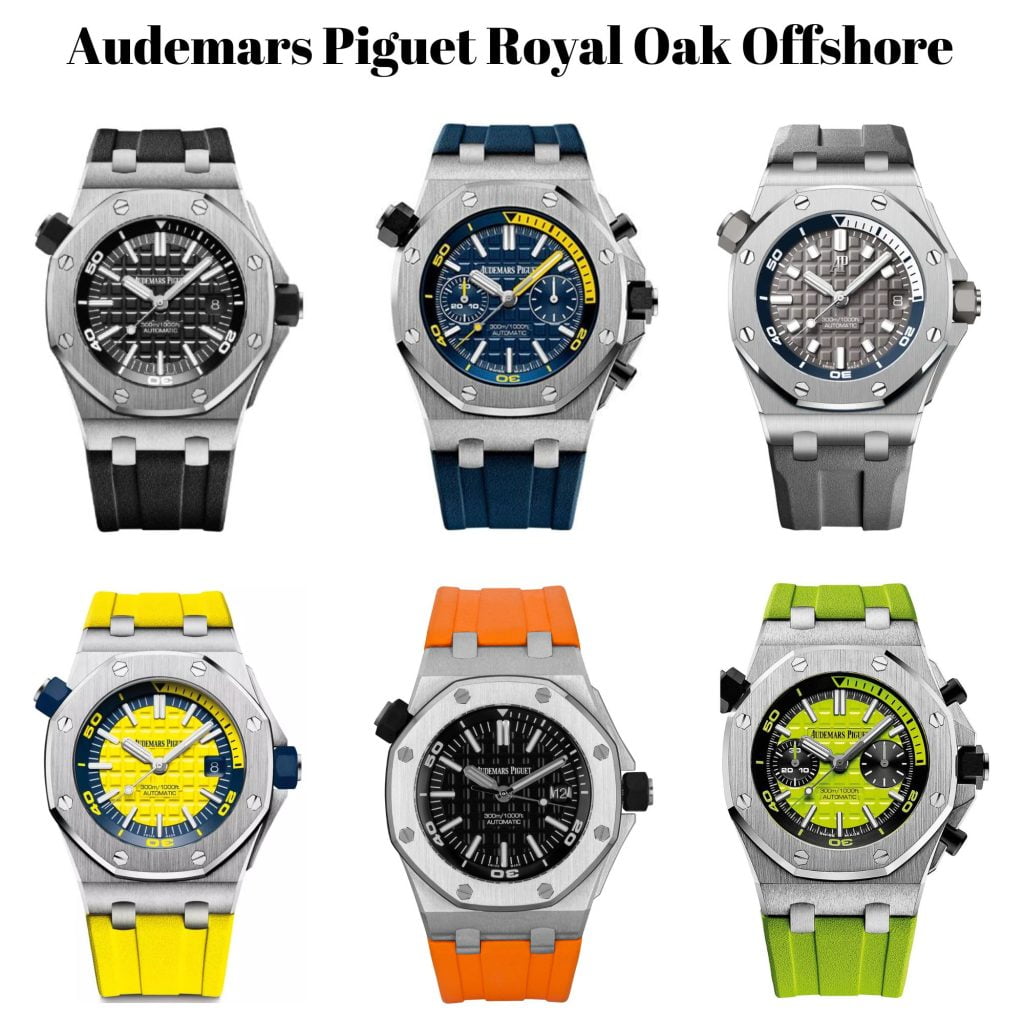 Audemars Piguet Royal Oak Offshore rubber strap black gray blue yellow orange green