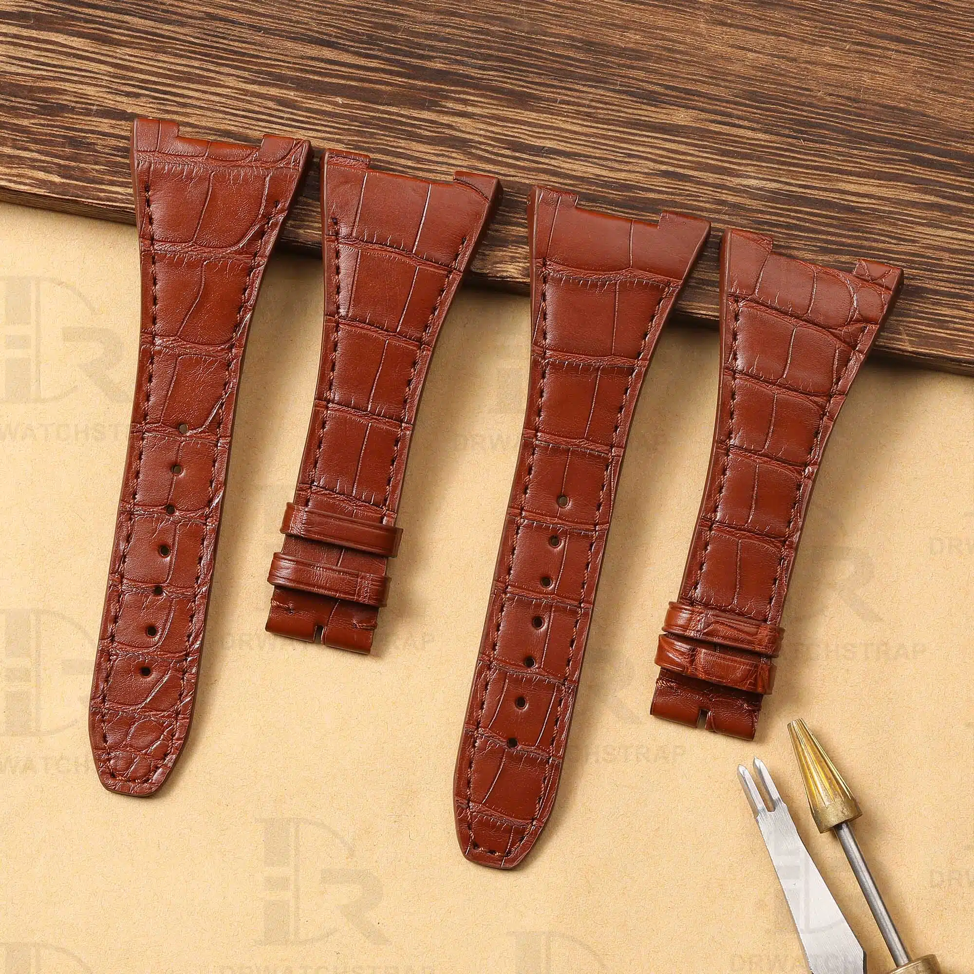 Buy Custom IWC Da Vinci vintage iw546101 Brown Leather straps 32mm Replacement watch bands (5)