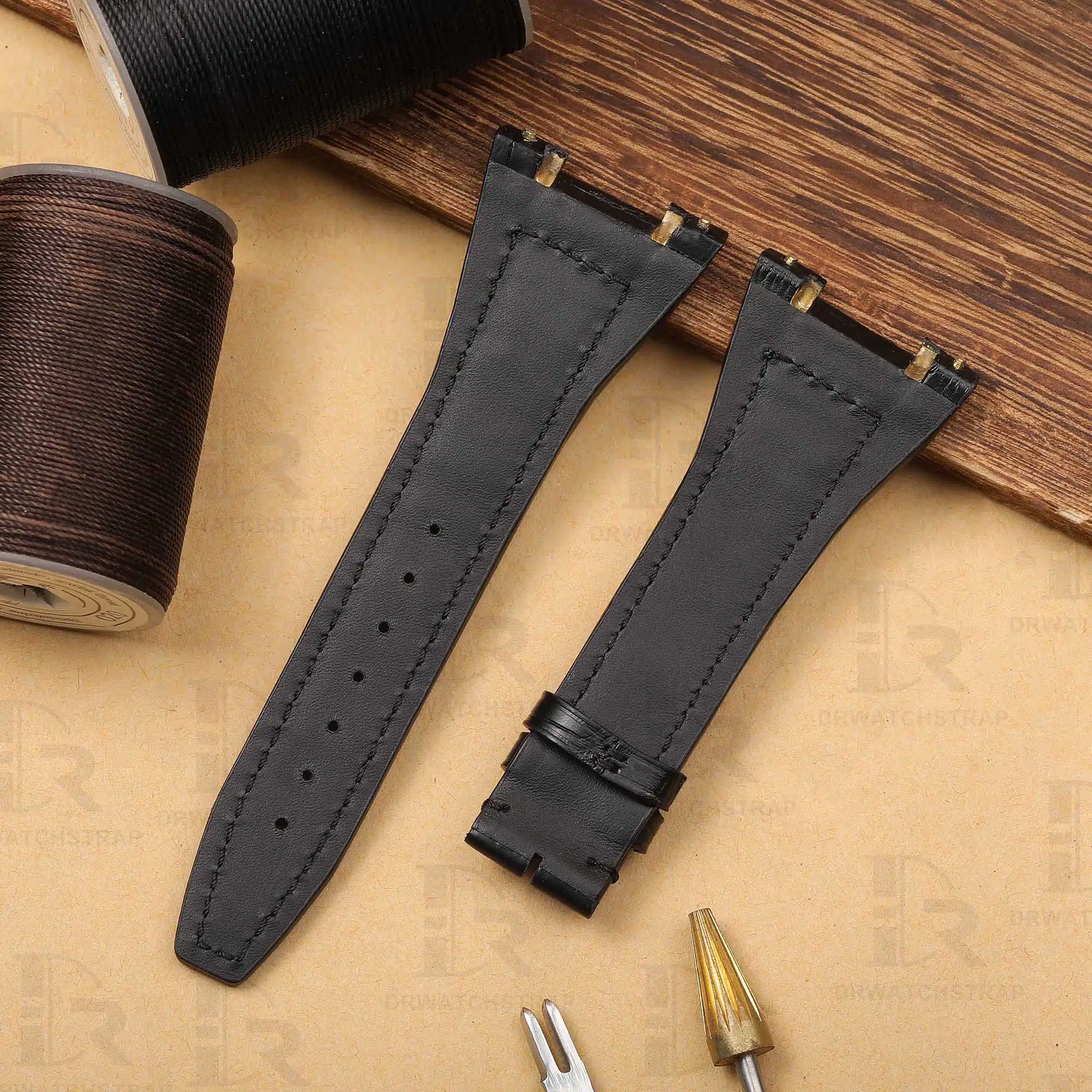 Buy Custom IWC Da Vinci vintage iw546101 Black Leather strap 32mm Replacement watch straps (1)