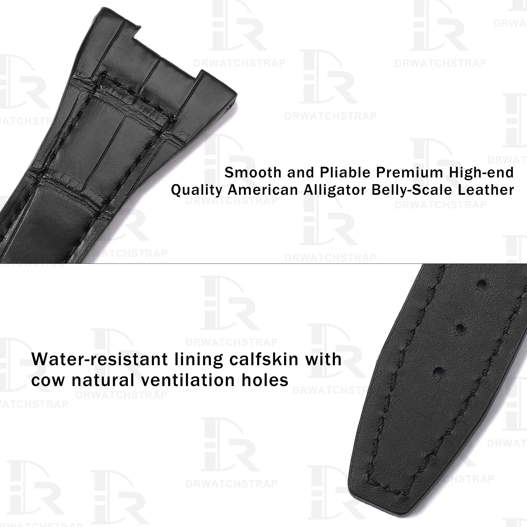 Buy Custom IWC Da Vinci vintage iw546101 Black Leather straps 32mm Replacement watch bands (2)