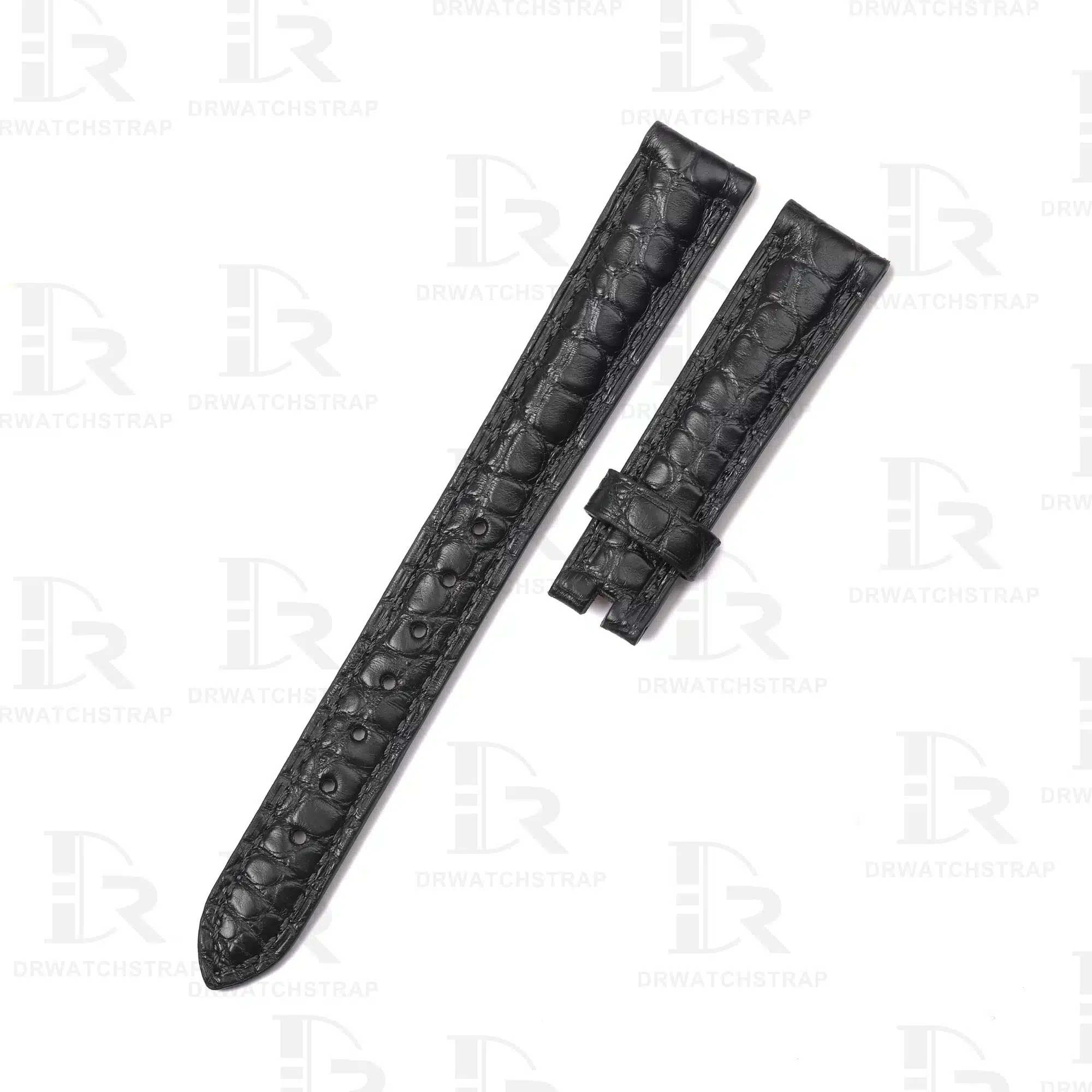 Buy Custom alligator round scale Black leather Rolex cellini vintage straps 14mm replacement watch band (1)