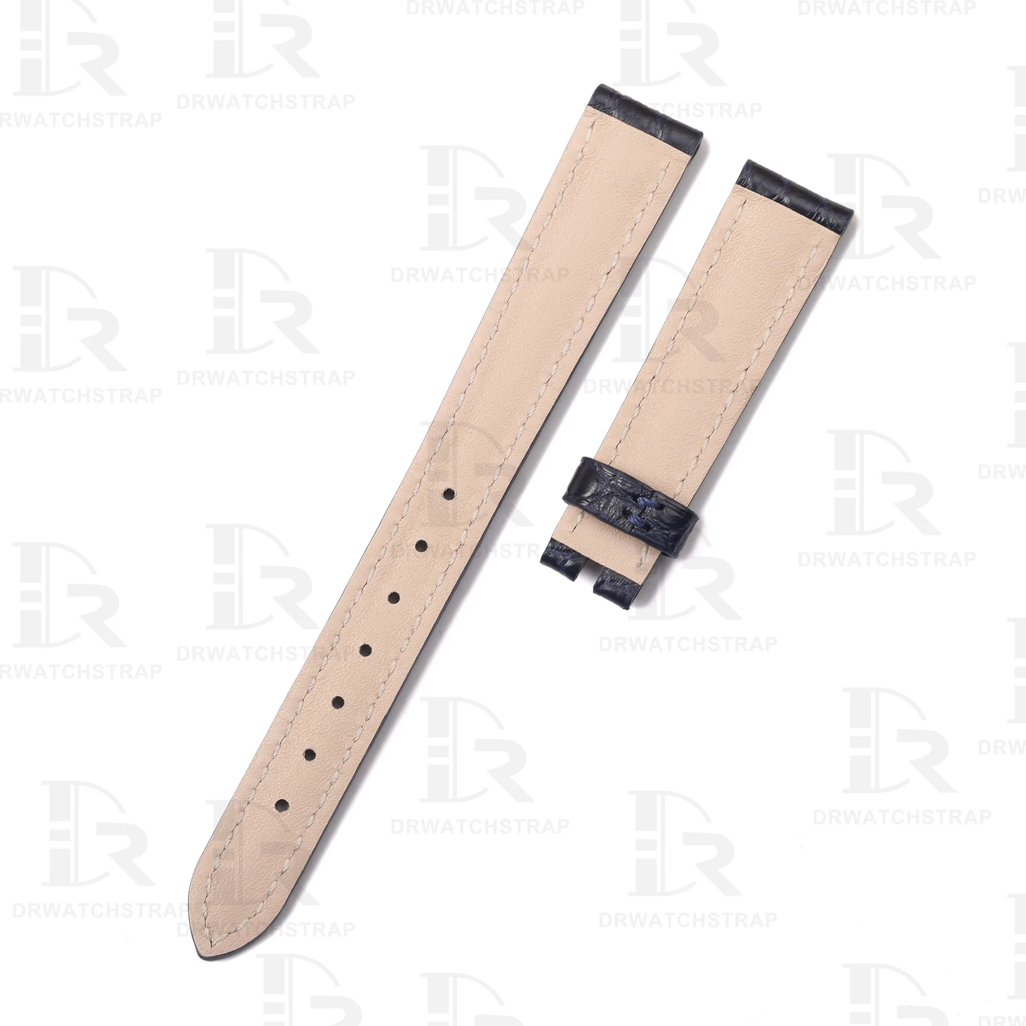 Buy Custom alligator round scale Dark Blue leather Rolex cellini vintage straps 14mm replacement watchband (2)