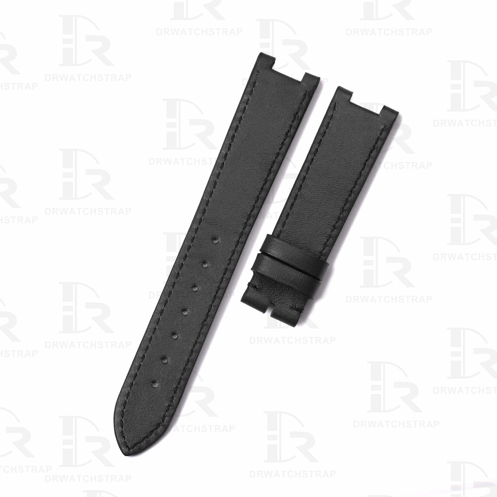 Custom Black Calfskin leather strap Van Cleef & Arp els la Collection Moonphase 35001 ladies 18mm replacement watchbands