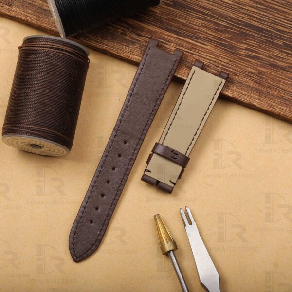 Custom Brown Calfskin leather strap Van Cleef & Arp els la Collection Moonphase 35001 ladies 18mm replacement watchbands (1)