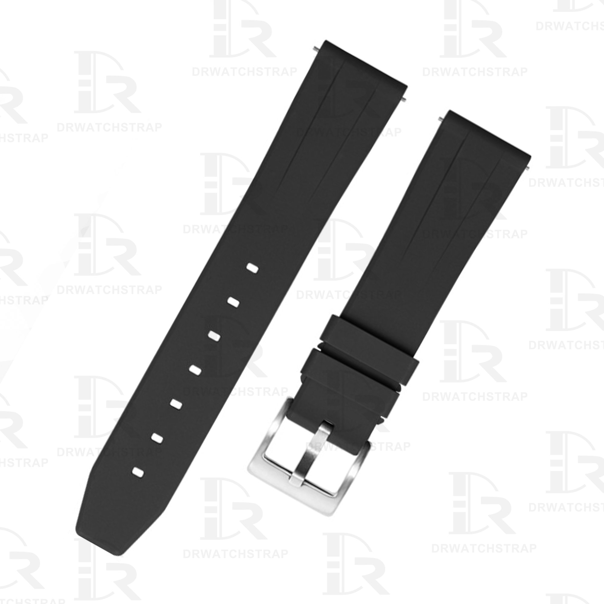 Quick release FKM rubber watch strap 18mm 19mm 20mm 21mm 22mm 23mm 24mm Black watch band