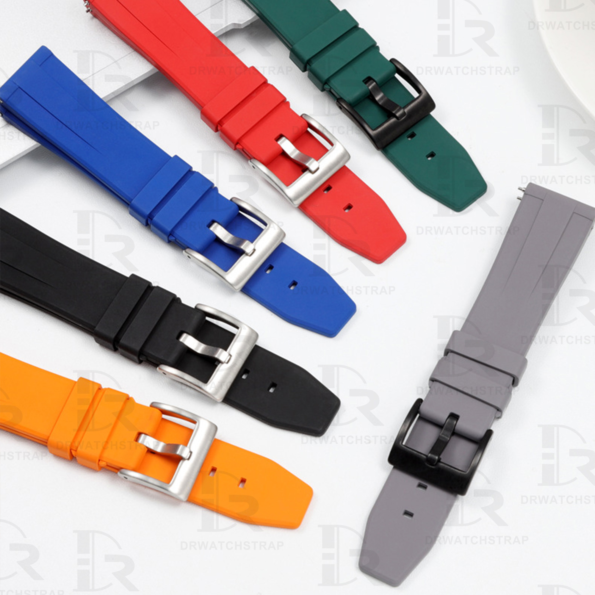 Quick release FKM rubber watch strap 18mm 19mm 20mm 21mm 22mm 23mm 24mm Black watch straps (2)