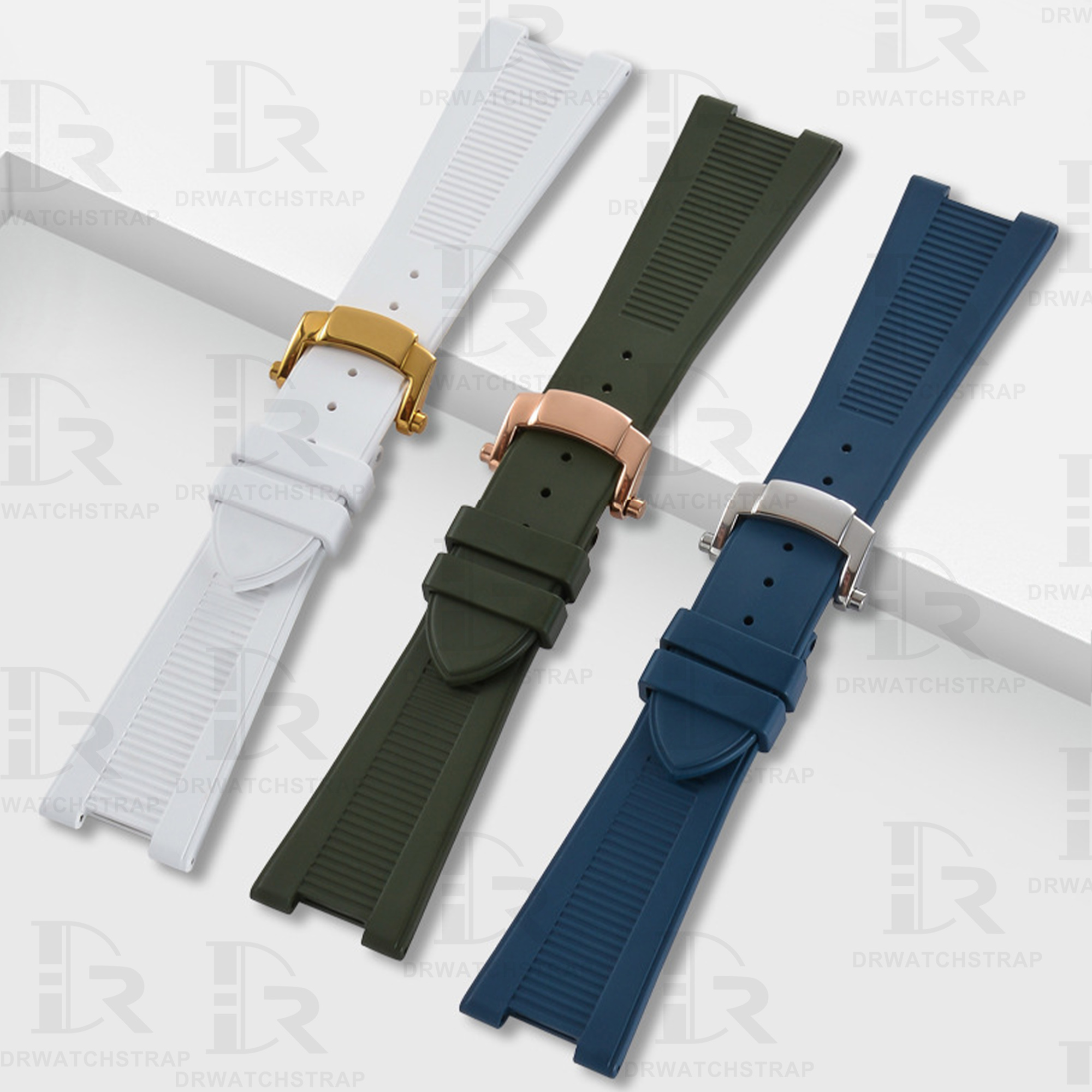 Replacement Rubber watchbands 25mm patek philippe nautilus Blue rubber strap (3)