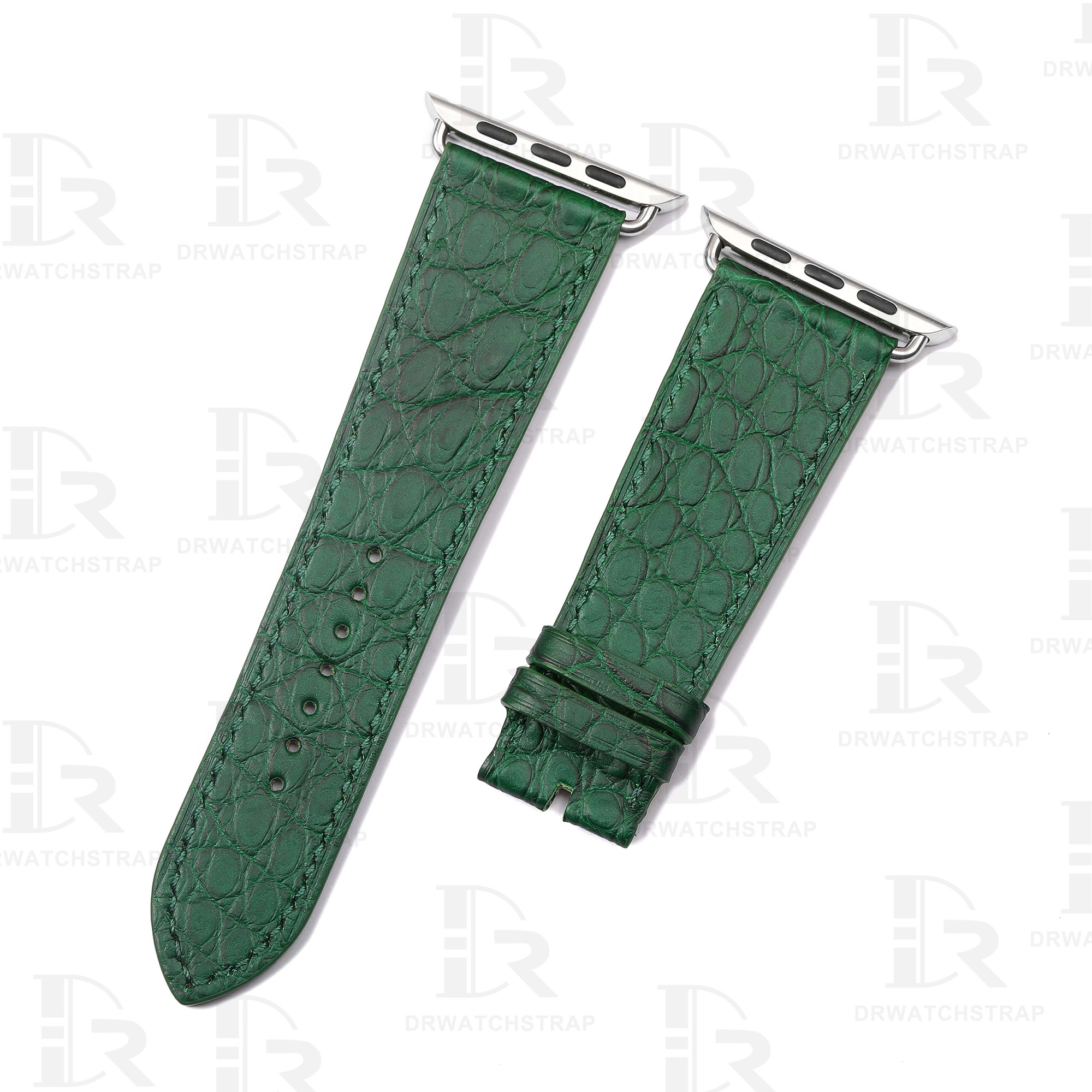 Buy Custom Apple watch band Green Round scale American Alligator 38mm 40mm 42mm 44mm Handmade straps (3)