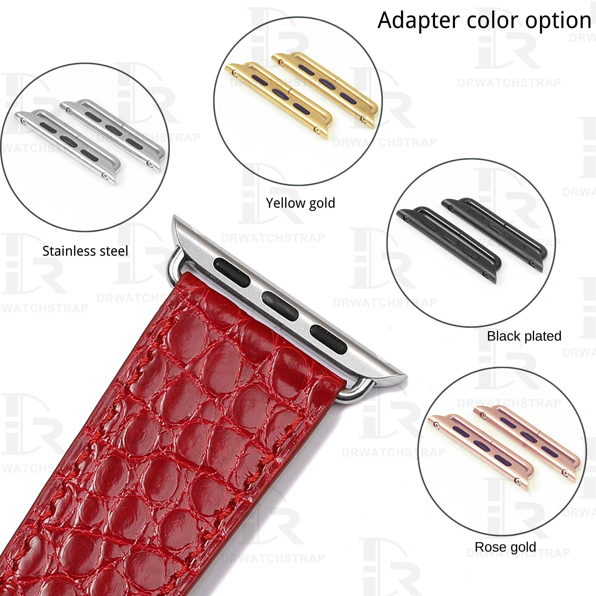 Buy Custom Apple watch band Red Round scale American Alligator 38mm 40mm 42mm 44mm Handmade watchband