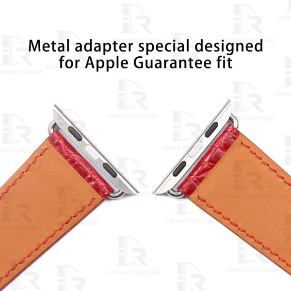 Buy Custom Apple watch band Red Round scale American Alligator 38mm 40mm 42mm 44mm Handmade watchbands (1)