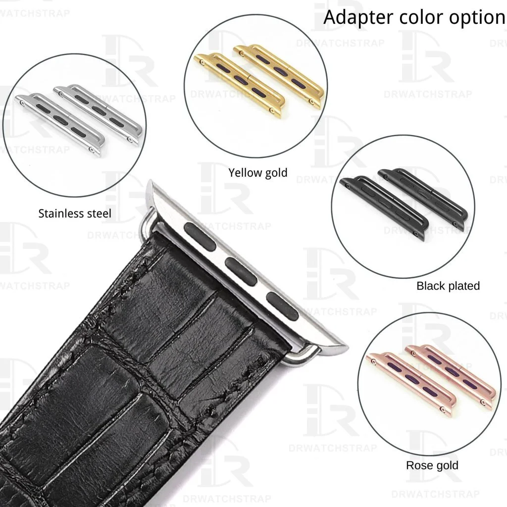 Buy Custom Apple watch strap Black Belly Scale American Alligator 38mm 40mm 42mm 44mm Handmade watch band (3)