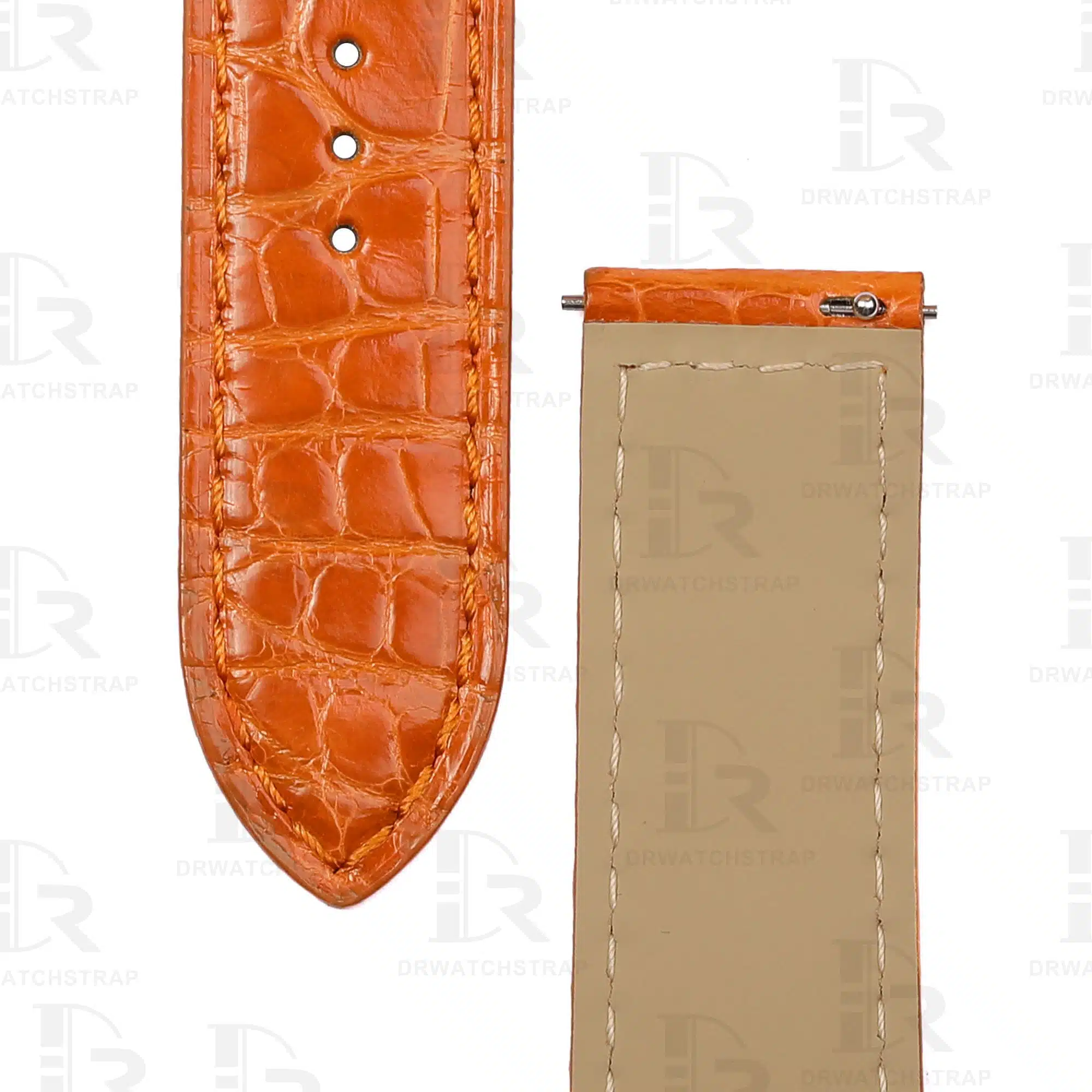 Buy Custom Cartier Ballon Bleu watch leather strap Orange Belly Scale American Alligator Deployant clasp with push button buckle watch band (2)