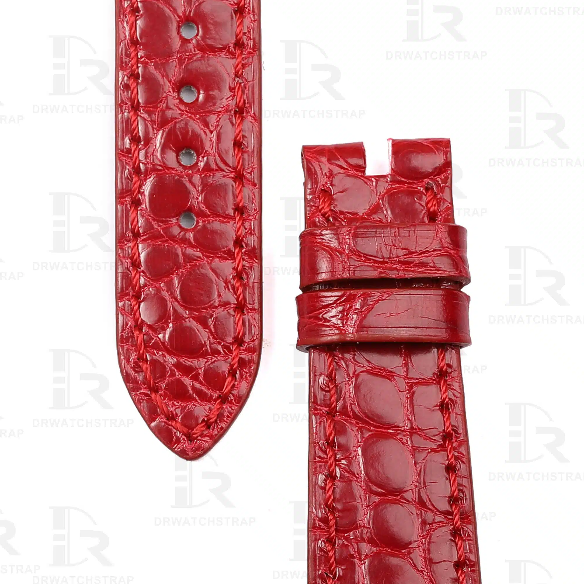 Buy custom Round scale American Alligator Red Leather watch band Audemars Piguet classic watch strap 18mm Handmade (1)