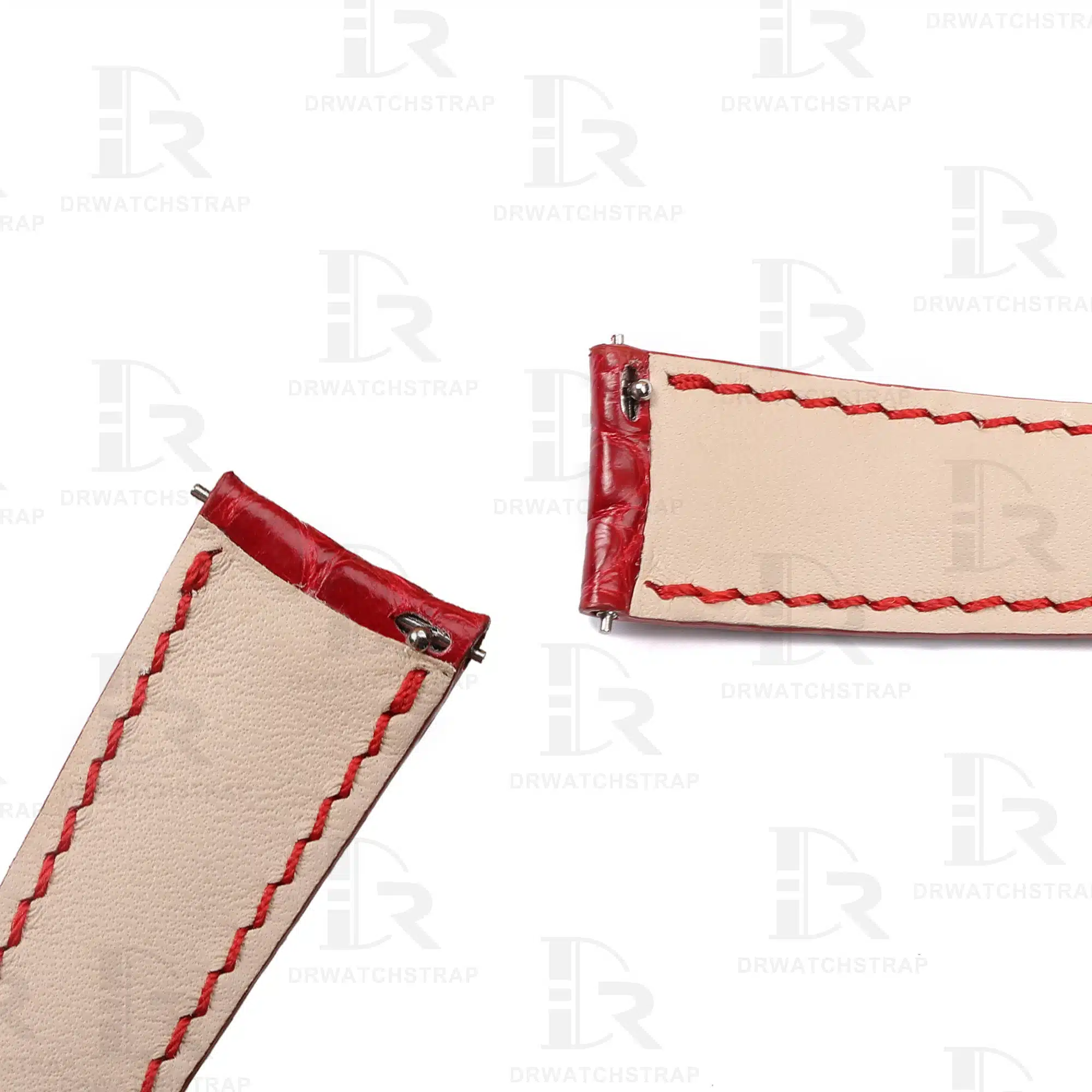 Buy custom Round scale American Alligator Red Leather watch band Audemars Piguet classic watch strap 18mm Handmade (2)