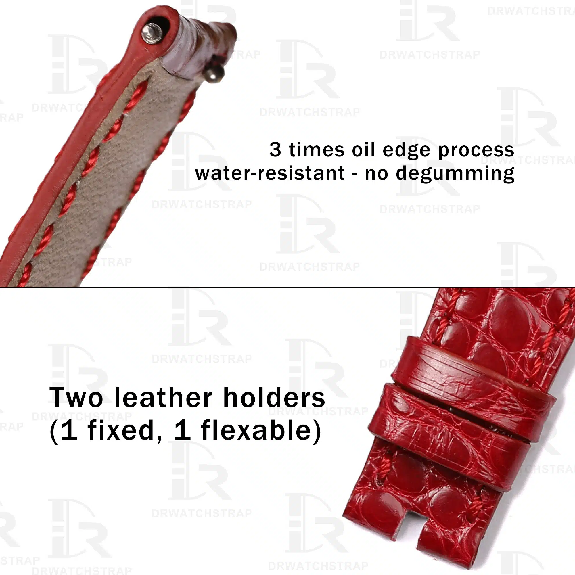 Buy custom Round scale American Alligator Red Leather watch bands Audemars Piguet classic watch strap 18mm Handmade (2)