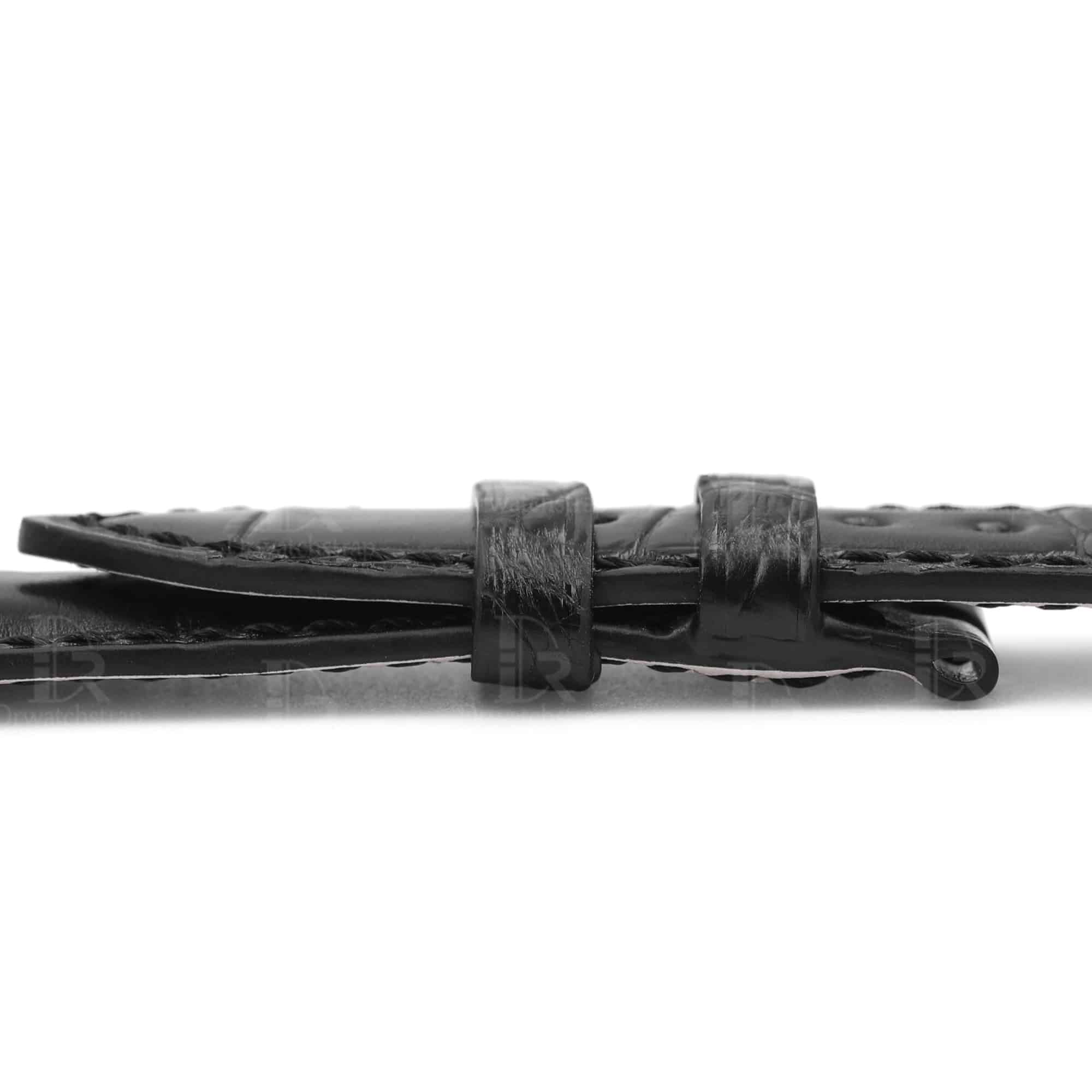 Custom black alligator leather watch band for VACHERON CONSTANTIN Malte strap