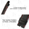 Custom curved leather watch strap 20mm black calfskin red stitching (5)