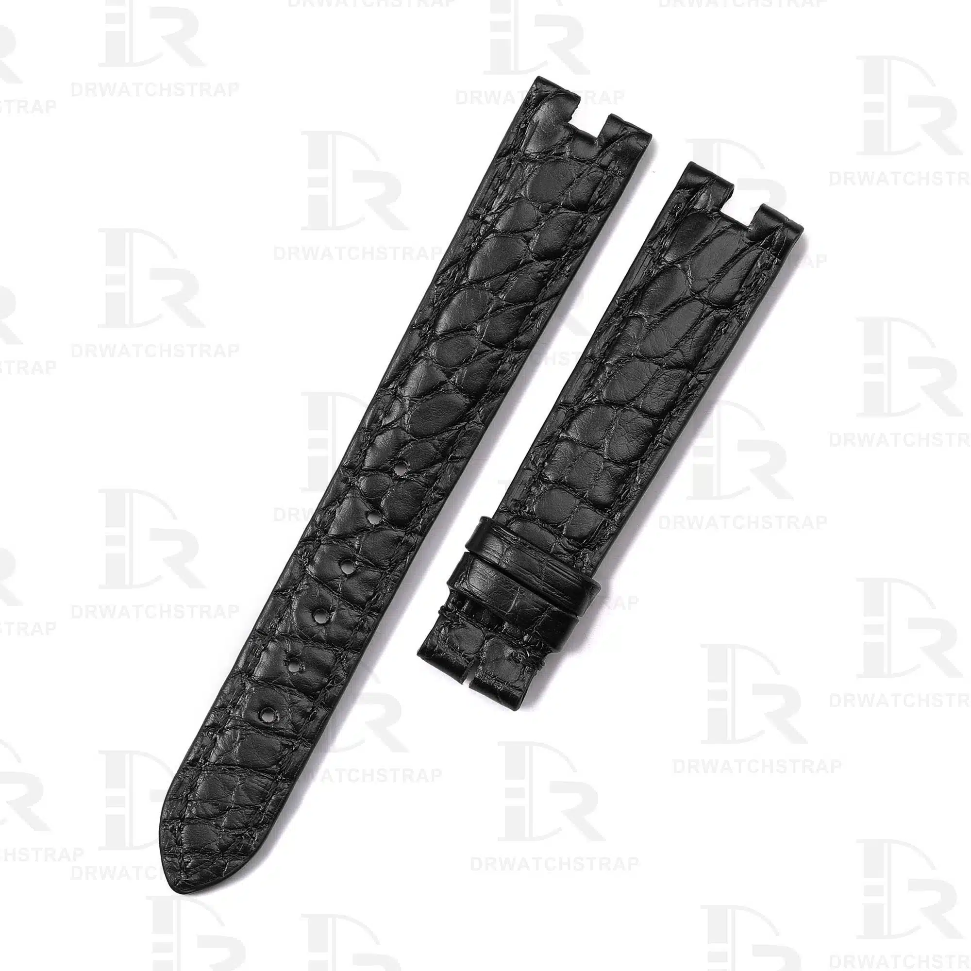 Handmade Custom Vintage Cartier Vendome straps Black Round scale American Alligator watchbands