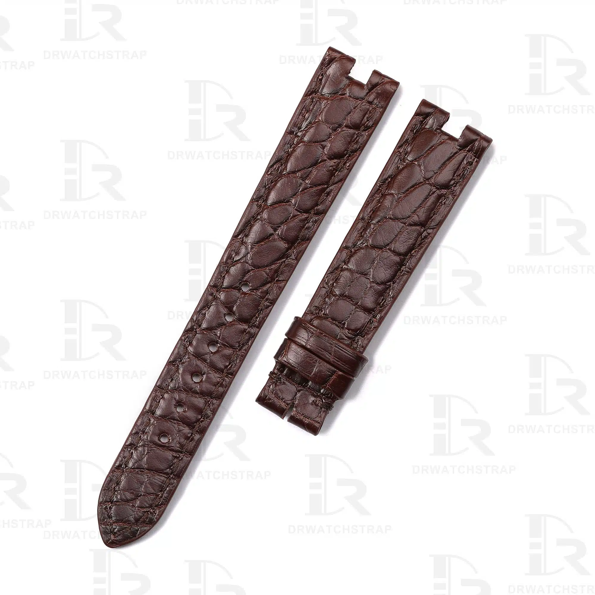 Handmade Custom Vintage Cartier Vendome straps Dark Brown Round scale American Alligator watch bands (4)