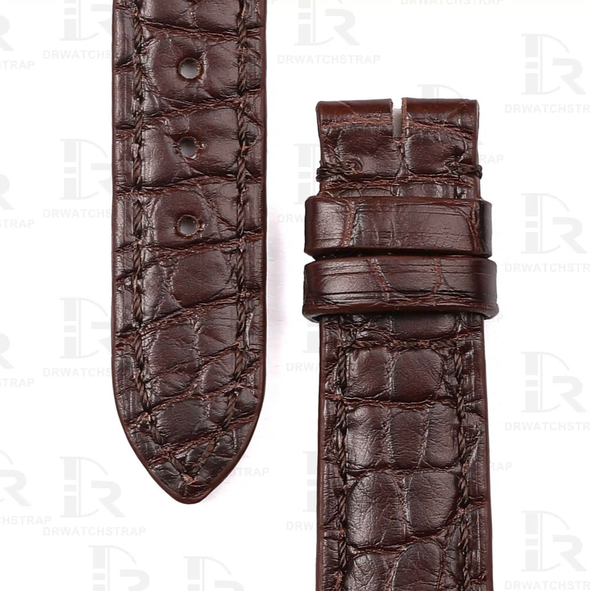 Handmade Custom Vintage Cartier Vendome straps Dark Brown Round scale American Alligator watchband (1)