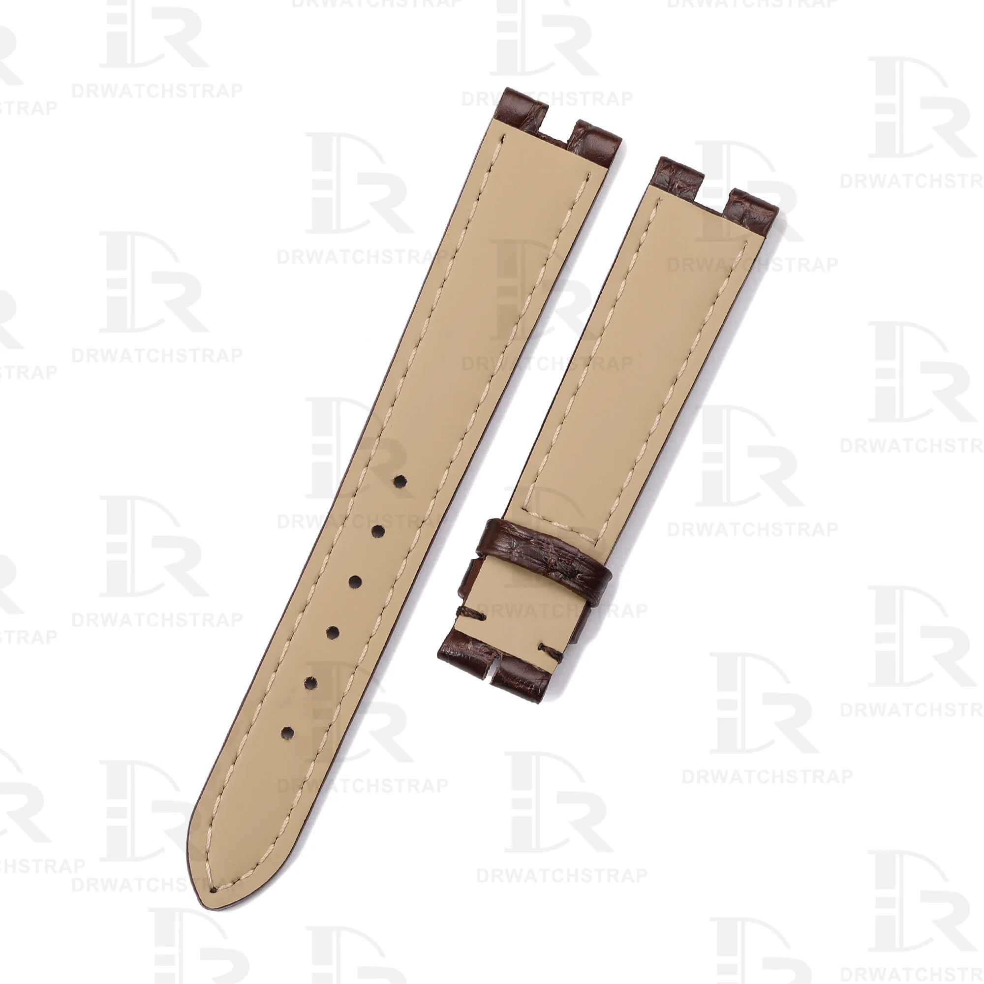 Handmade Custom Vintage Cartier Vendome straps Dark Brown Round scale American Alligator watchbands