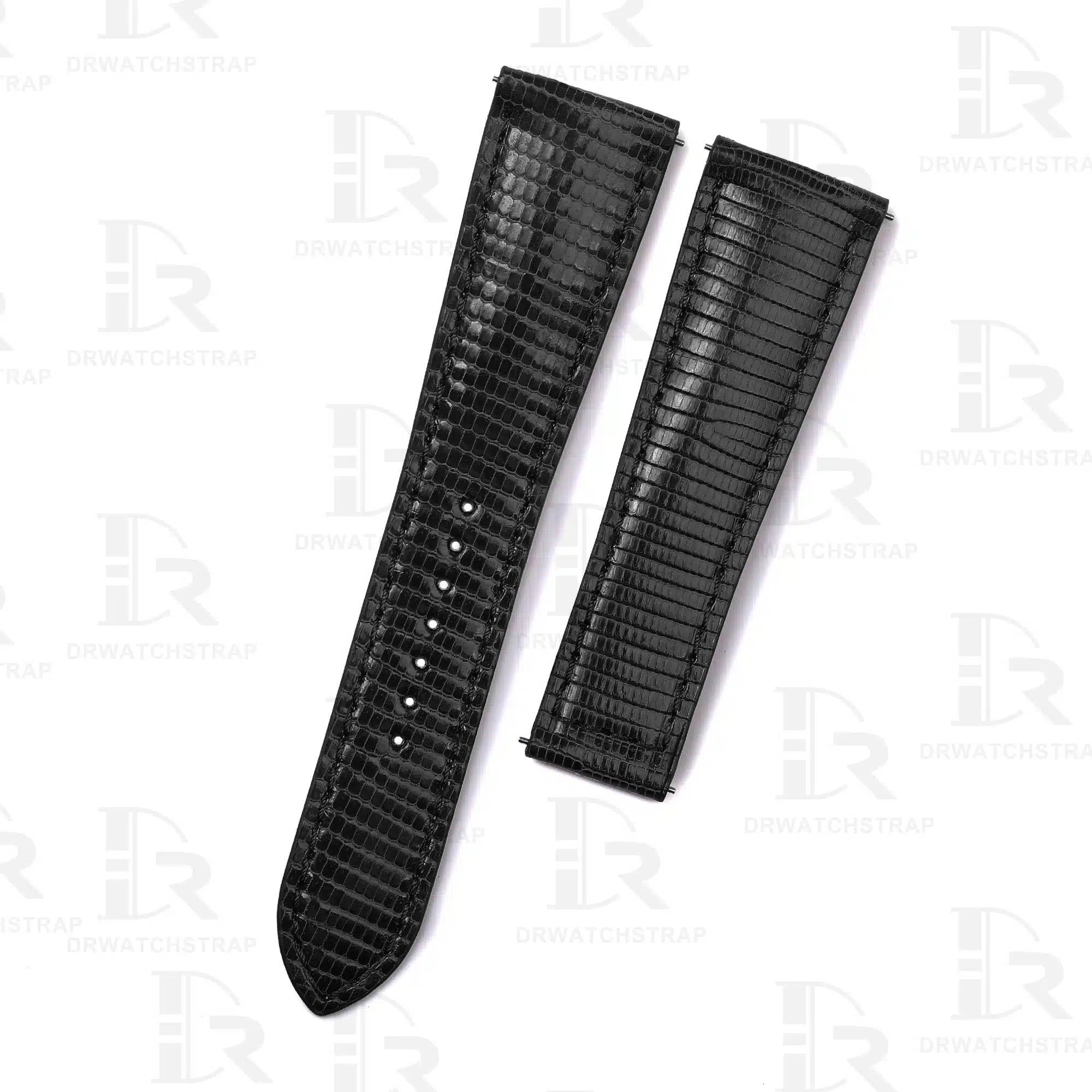 Replacement Cartier tank Lizard leather Black strap 16mm 17.5mm 18mm 20mm 23mm watchbands