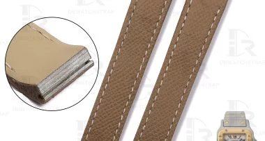 Buy Custom Cartier santos galbée xl straps handmade Grey Epsom Calfskin leather watch band (1)