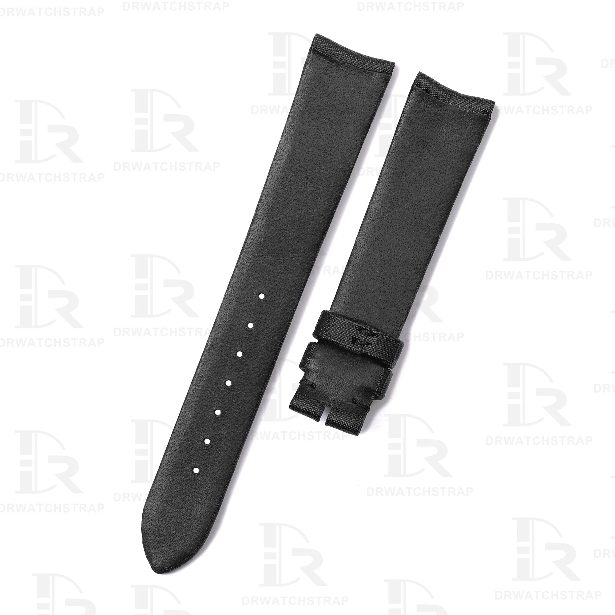 Buy Custom Curved End Black Satin watch strap for sale 20mm 21mm 22mm Handmade Satin watch bands (2)