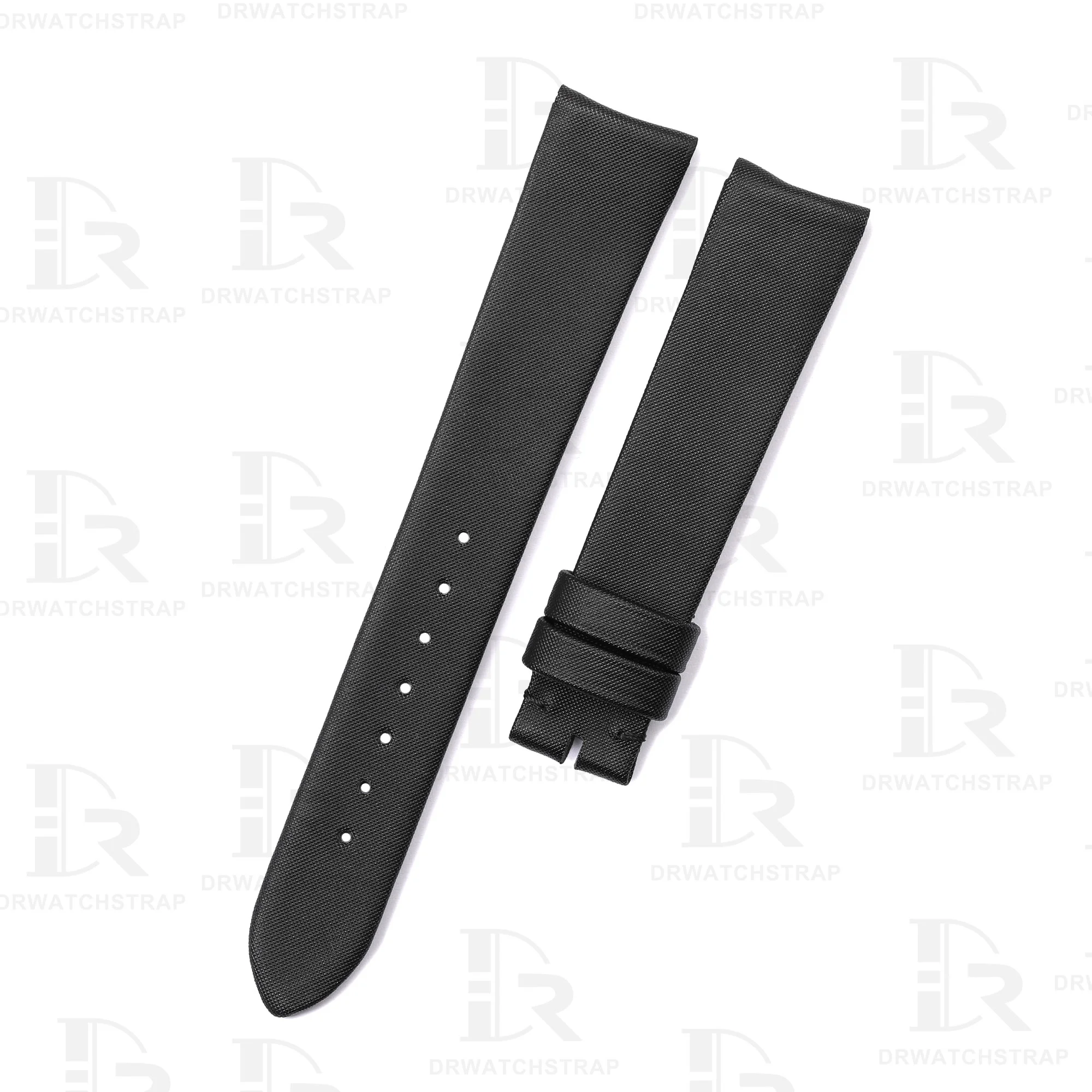 Buy Custom Curved End Black Satin watch strap for sale 20mm 21mm 22mm Handmade Satin watchbands (2)