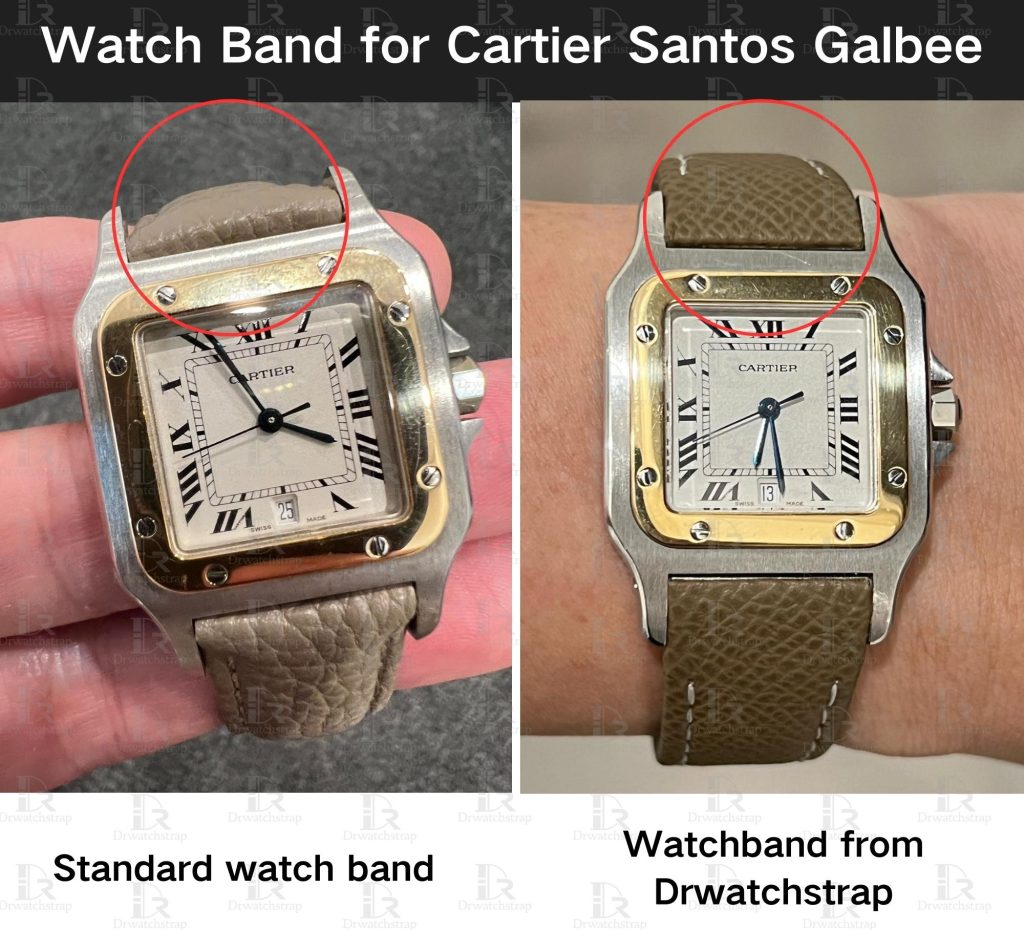 Cartier Santos Galbee with different leather watch band replacement strap