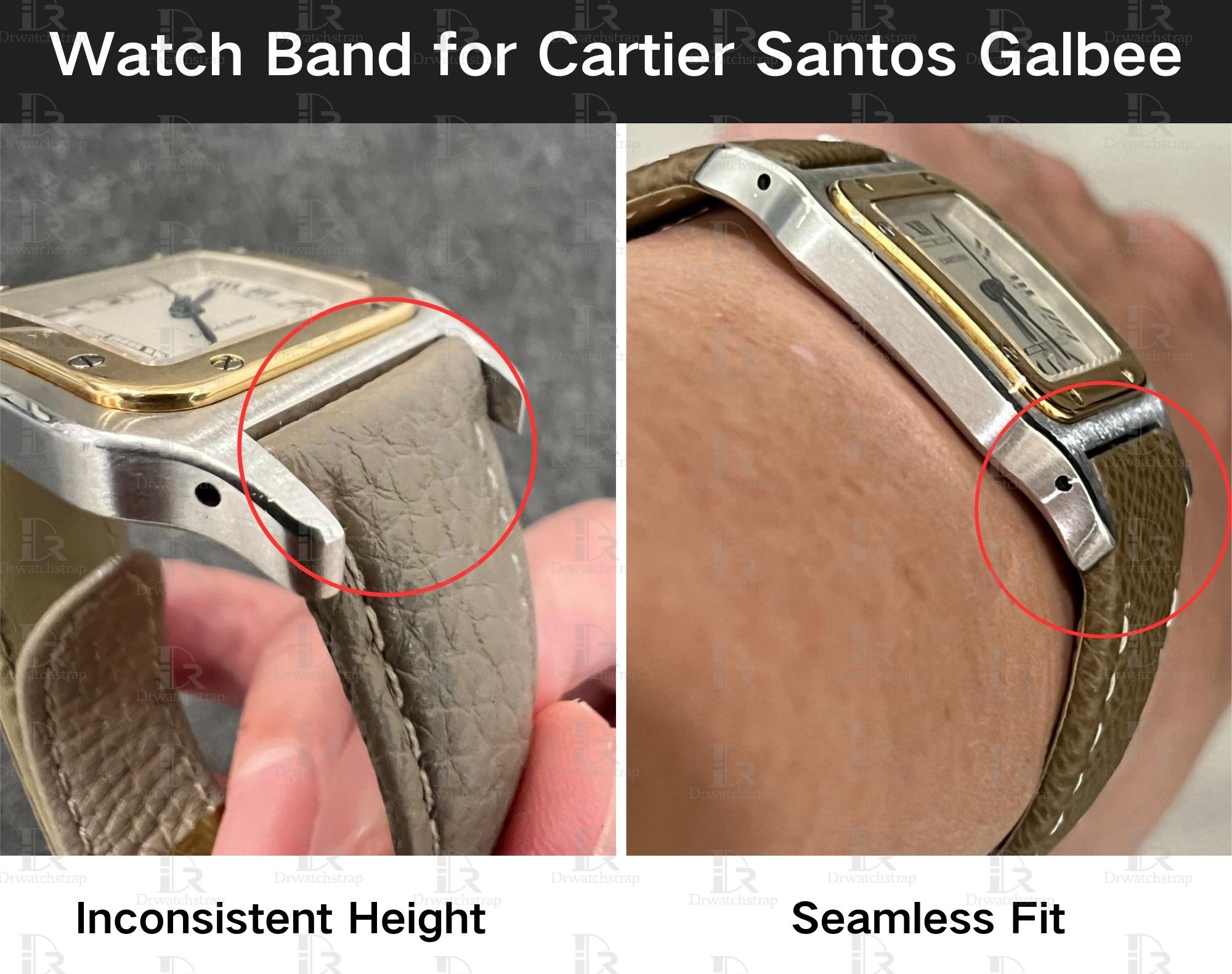 Cartier Santos Galbee with different leather watch band replacement strap (2)