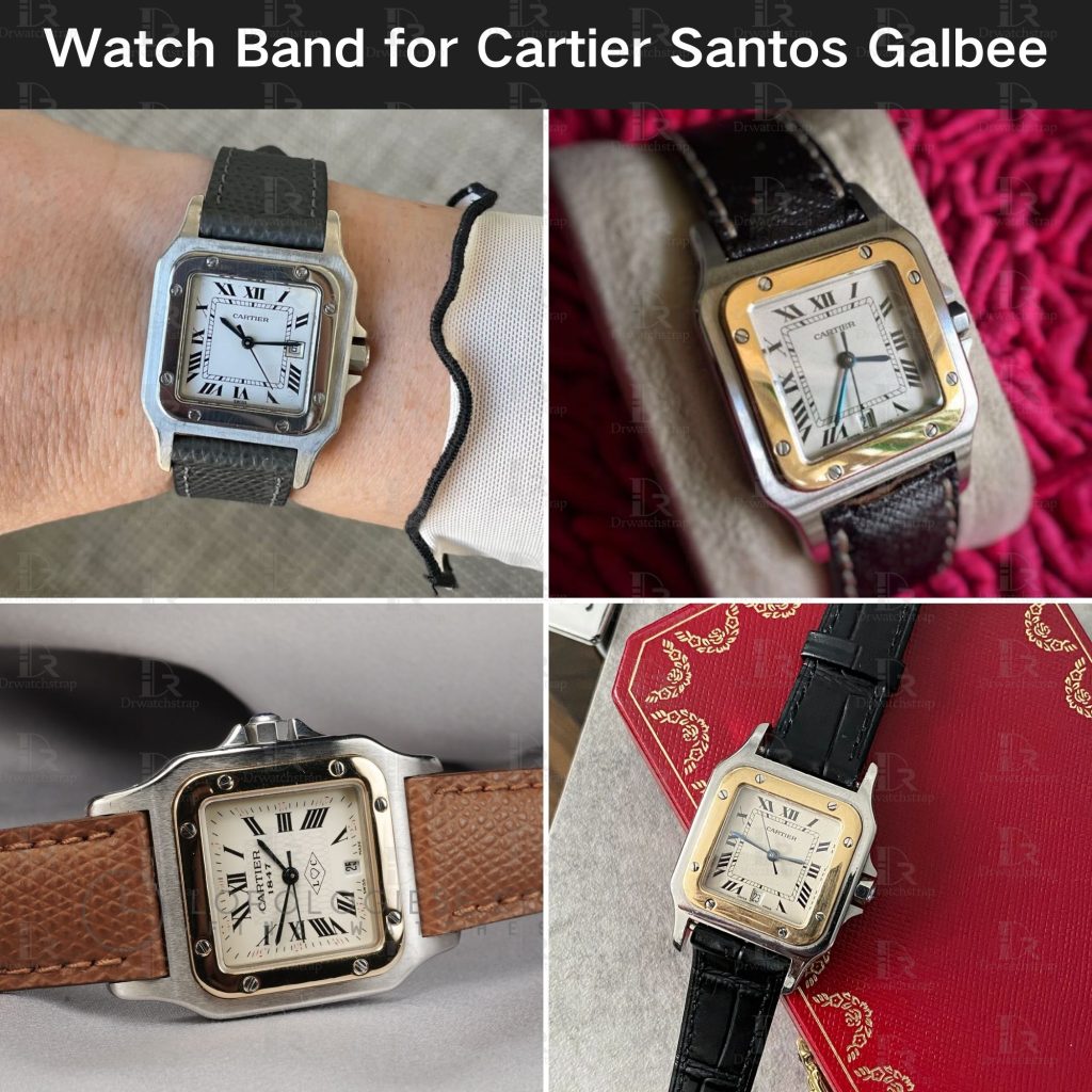 Cartier Santos Galbee with leather watch band replacement strap (1)