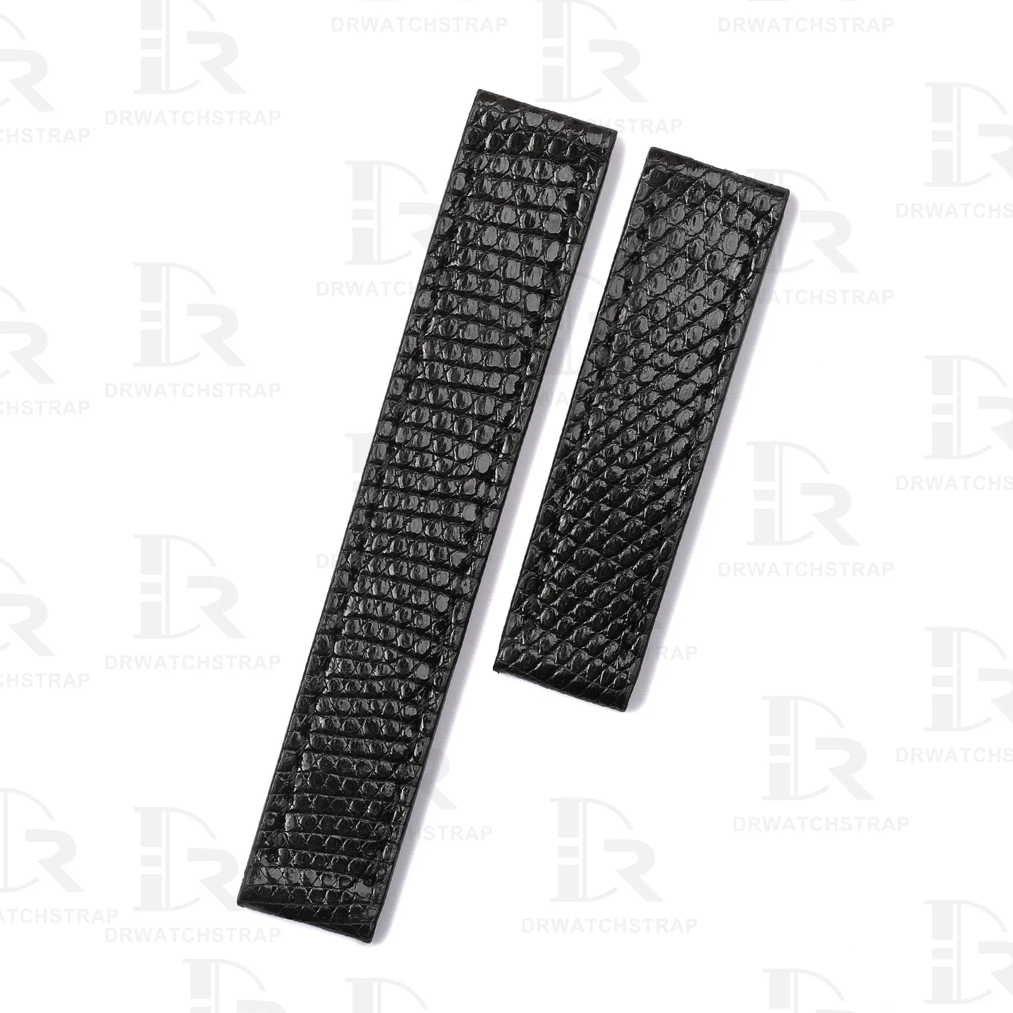 Custom Lizard leather vintage cartier watch leather strap handcrafted Black watch bands for sale (1)