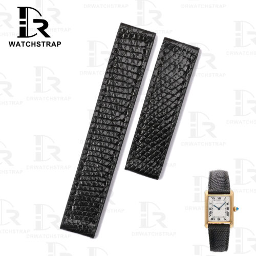 Custom Lizard leather vintage cartier watch leather strap handcrafted Black watchbands for sale (1) Custom Lizard leather vintage cartier watch leather strap handcrafted Black watchbands for sale (1)