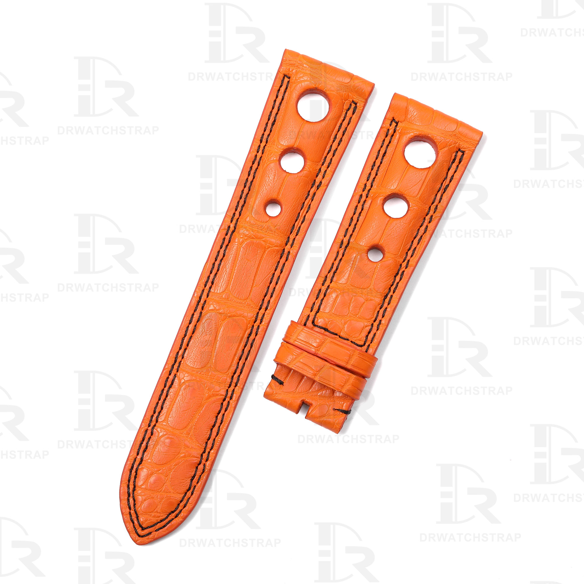 Custom Orange American Alligator Leather watch strap for Chopard Mille Miglia with 3 holes 19mm 20mm 23mm Handmade watch bands for sale (1)