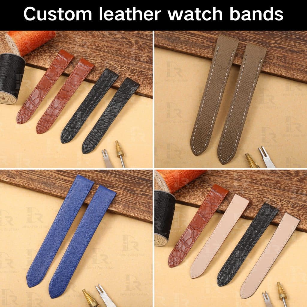 Custom Watch Band leather strap for Cartier Santos de Cartier Galbée watch