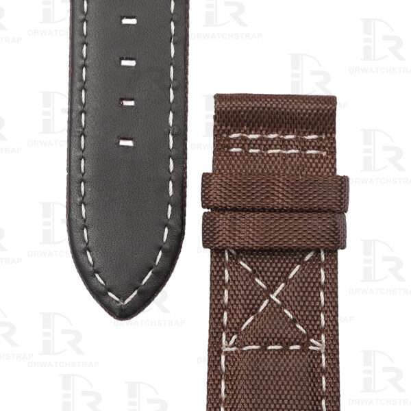 Custom high-density Patek Philippe Calatrava Pilot Travel Time 5524r 001 Brown Canvas watch straps replacement handcrafted nylon watch band for sale (2)